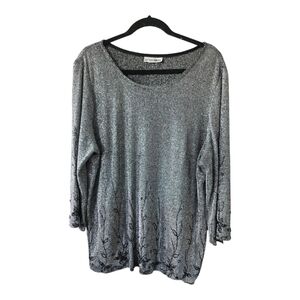 After Dark Blouse Women 3X Plus  Metallic Embroidered Beaded Dark Romantic